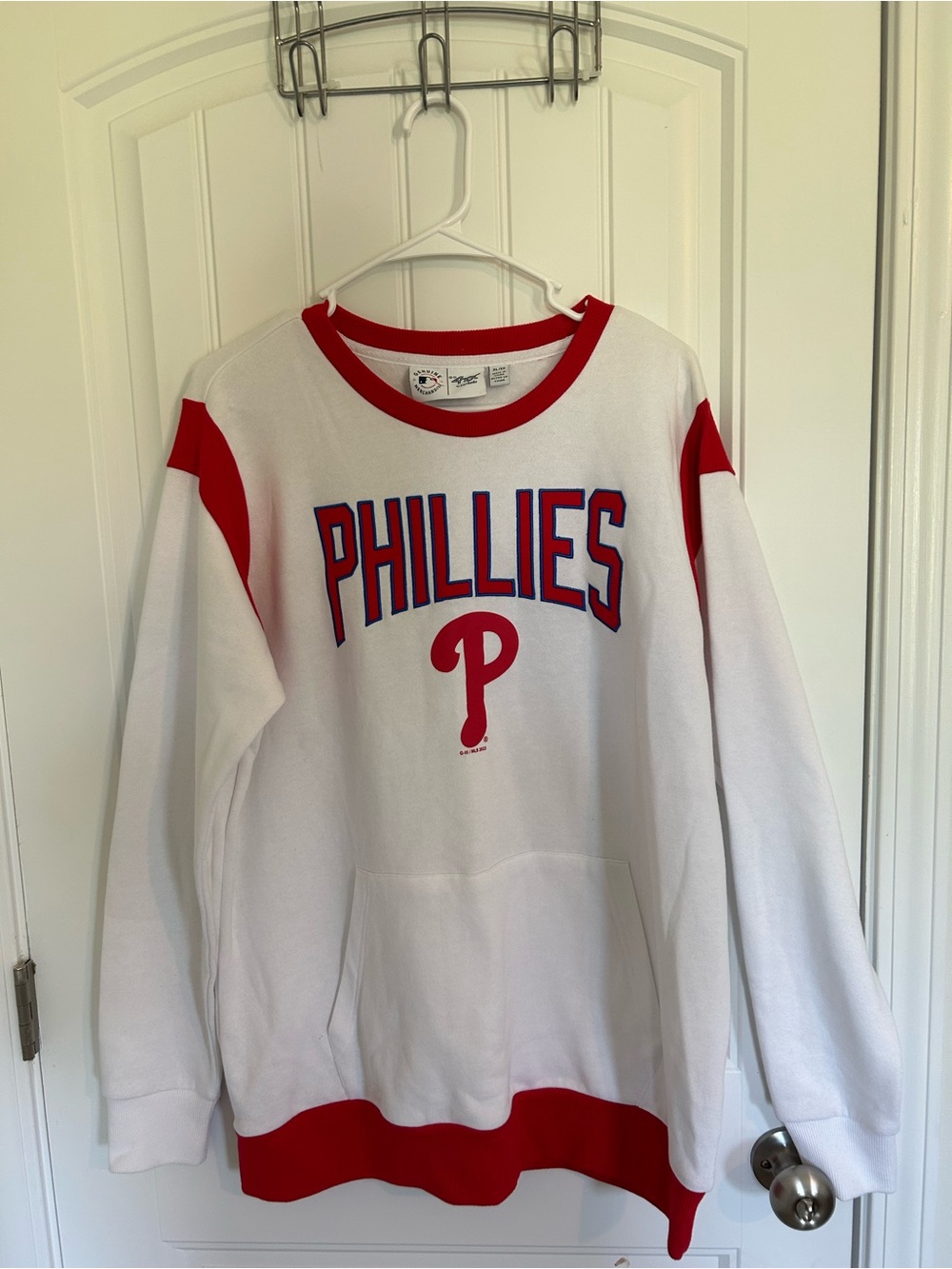 MLB Philadelphia Phillies White and Red Crewneck Sweatshirt